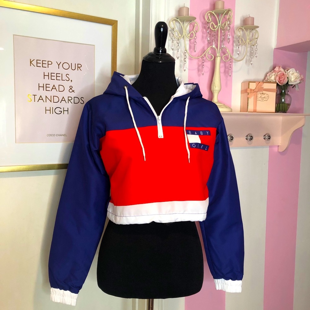 “Baby Girl” Reflective Cropped Hoodie
